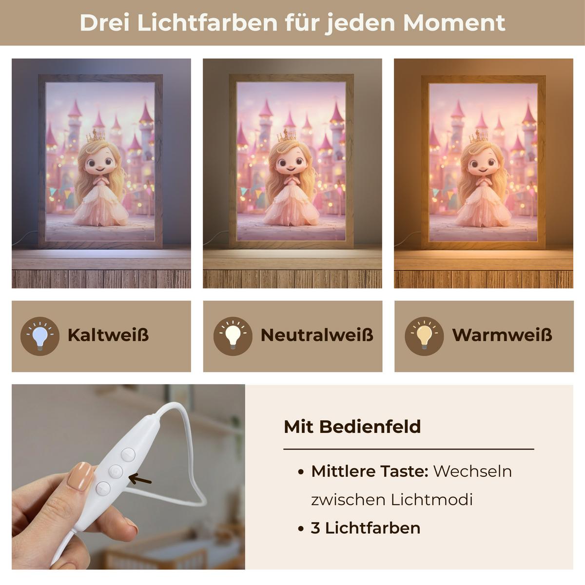 NACHTTISCHLAMPE Prinzessin - Rosa - Schloss 20x30 cm - Rosa, Holzwerkstoff (8/20/30cm) - OnlyWow