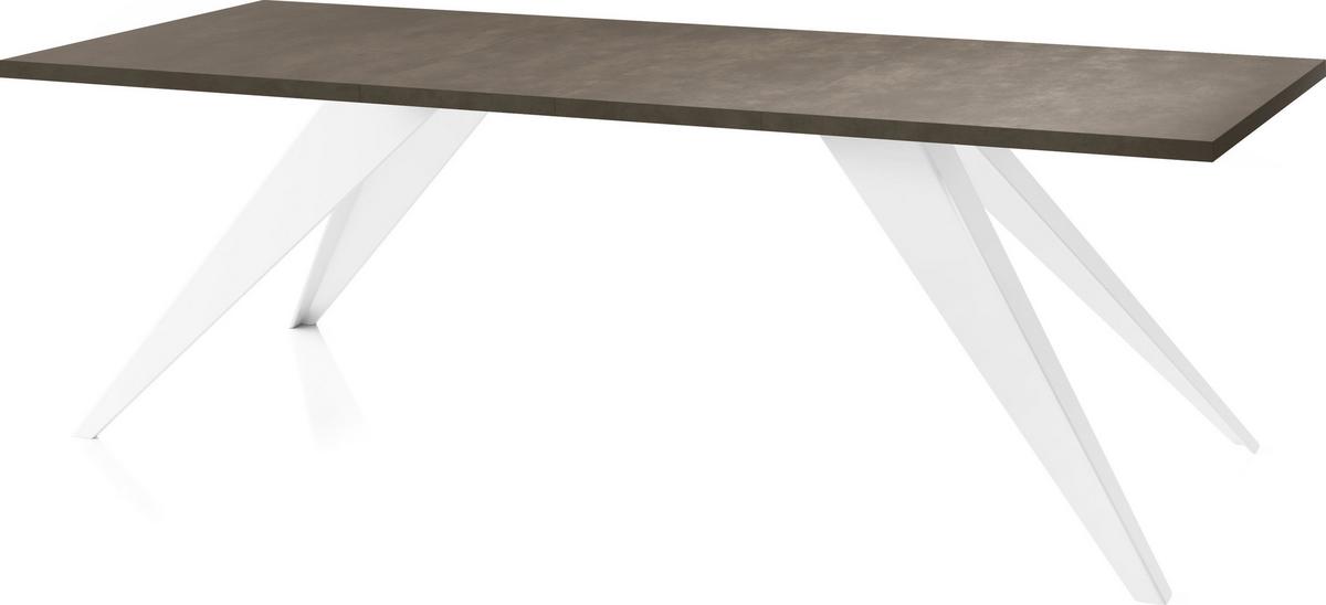 ESSTISCH Vance Weiß rechteckig ausziehbar, Dunkelgrauer Chicago Beton 140-240/80/76 cm - Dunkelgrau/Weiß, Holzwerkstoff/Metall (80/240/76cm) - WFL GROUP