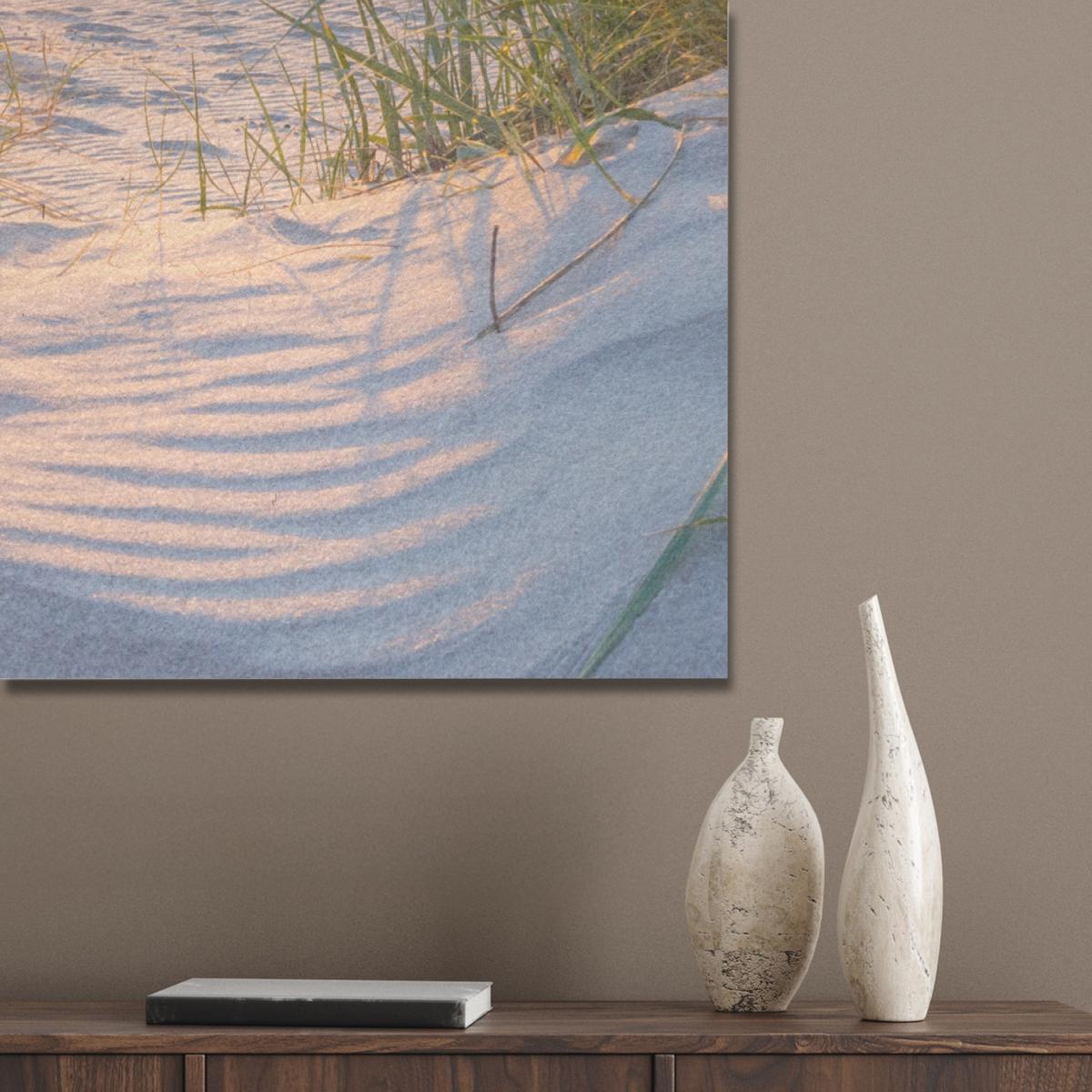AKUSTIKBILD Strand - Sonne - Düne - Gras - Sand - Horizont Wanddeko 70x100 cm - Hellblau, Kunststoff (70/100/0.9cm) - MuchoWow