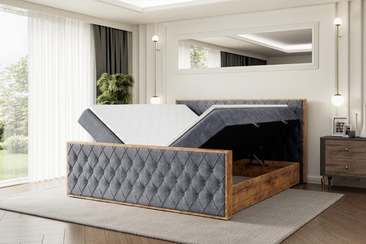 BOXBETT mit Matratze H3 und Lattenrost - LOLLI5-Z - 180x200 - Dunkelgrau Casablanca - Dunkelgrau, Holzwerkstoff (180/200cm) - ALTDECOR
