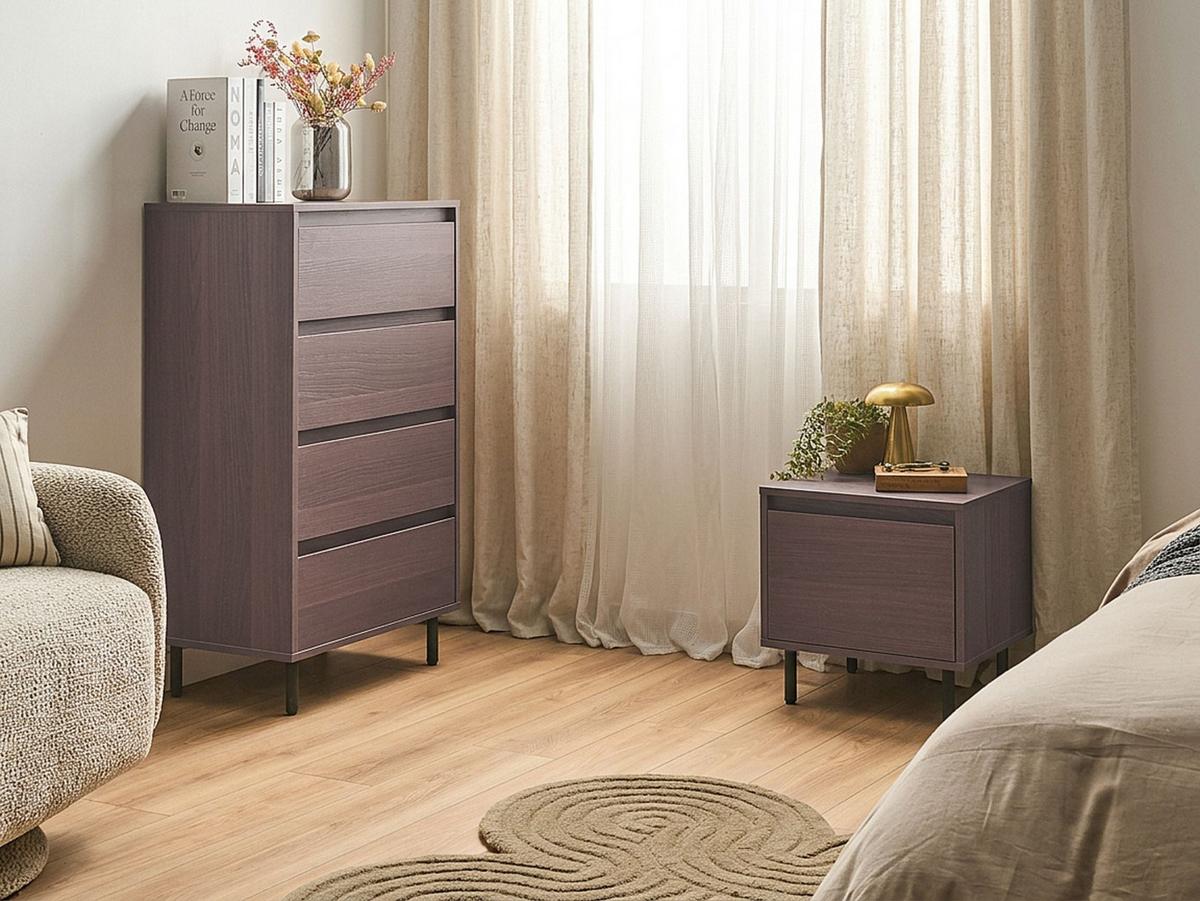 KOMMODE mit 4 Schubladen Dunkelbraun Nikea - Dunkelbraun, Holzwerkstoff (60/104/40cm) - Beliani
