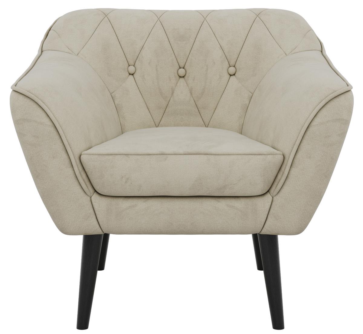 SESSEL PIRS - Beige Velvet - Schwarze Beine - Beige/Schwarz, Holzwerkstoff/Textil (80/75/74cm) - MKS