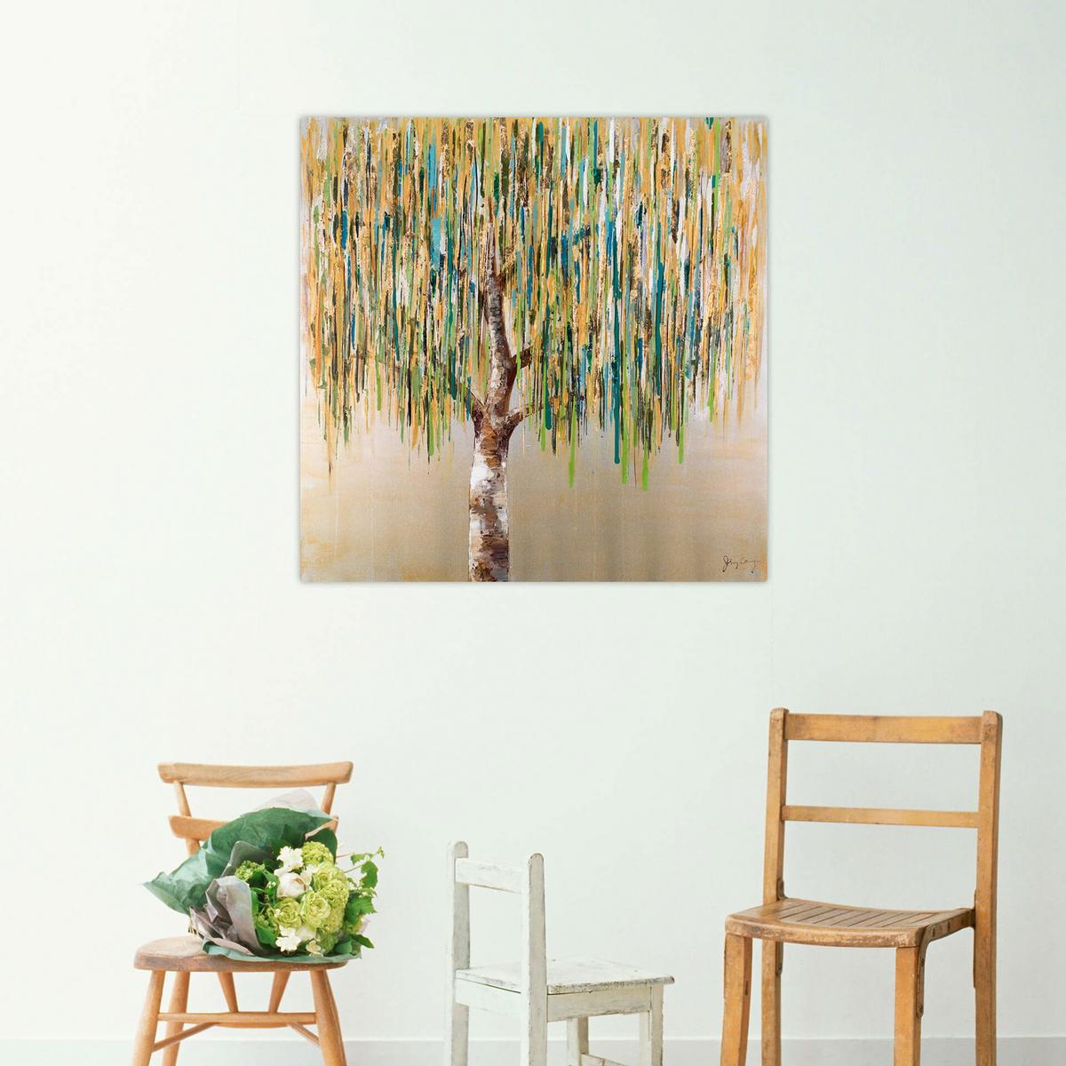 ACRYLBILD HANDGEMALT 80/80 cm - Grün, Holz/Textil (80/80cm) - KUNSTLOFT