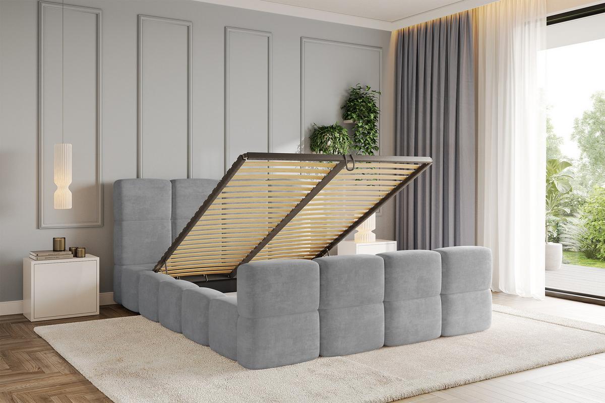 POLSTERBETT mit Bettkasten und Lattenrost, Bett mit Matratze H3/H4, Kopfteil, Boxbett, Doppelbett mit Stauraum - NATA-Z 120x200 Grau - Anthrazit, Holzwerkstoff/Textil (120/200cm) - ALTDECOR
