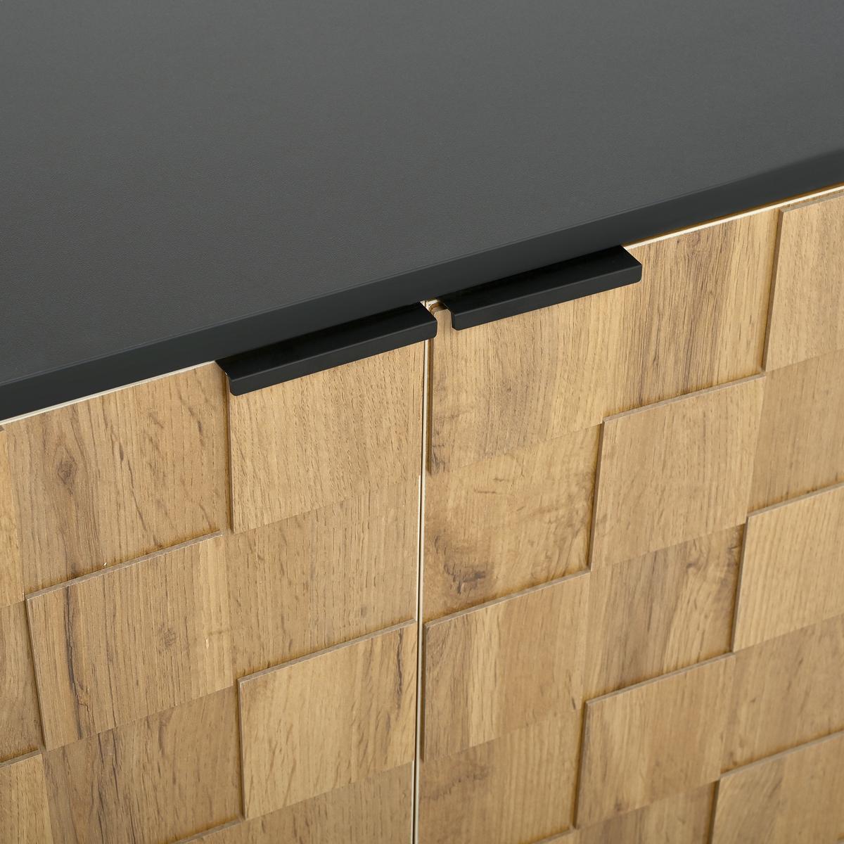 SIDEBOARD holzoptik & mosaik-design mit 2 türen & schwarzen metallfüßen - Naturfarben, Holzwerkstoff (160/80.5/35cm) - Urban Meuble