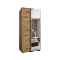 SCHWEBETÜRENSCHRANK 245,5/120/64 2-türig - Silberfarben/Eiche Artisan, Holz/Metall (120/245/64cm) - Abiks Möbel
