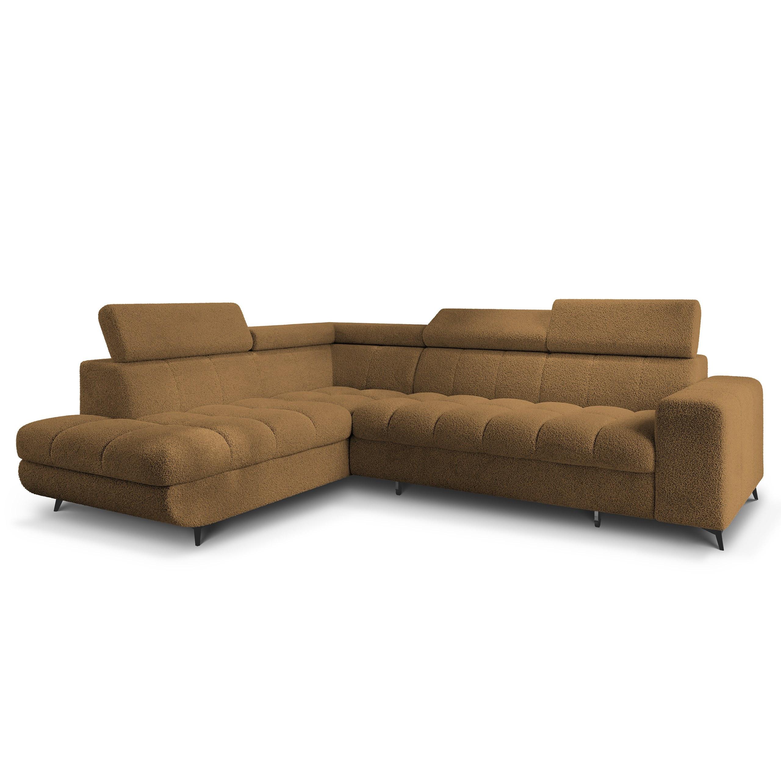 ECKSOFA MORIVA Q L-S Orange Boucle-Stoff mit Schlaffunktion - Orange, Holzwerkstoff/Textil (253/190cm) - MASSENO