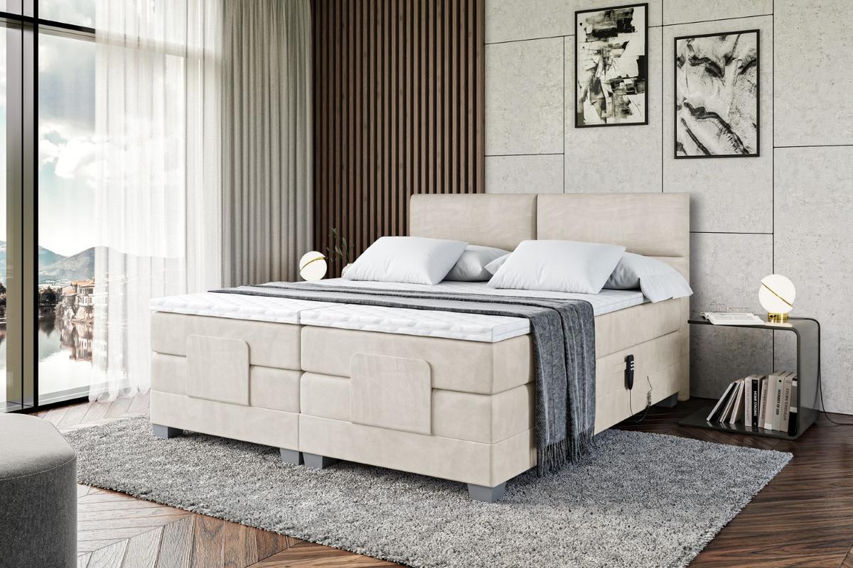 BOXSPRINGBETT elektrisch verstellbar mit 2 Matratzen H4/Taschenfederung MAYA EL 180 x 200 Creme - Creme, Holzwerkstoff (187/200cm) - ALTDECOR