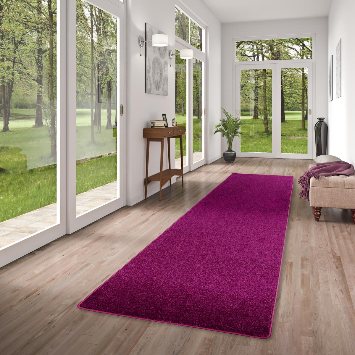 HOCHFLOR VELOURS LÄUFER TEPPICH LUNA - Violett, Textil (80/400cm) - Snapstyle