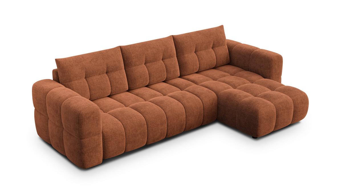 ECKSOFA CLOUDI 4-Sitzer rechts, rostrot - Schwarz/Orange, Holz/Textil (294/160cm) - Wozimo