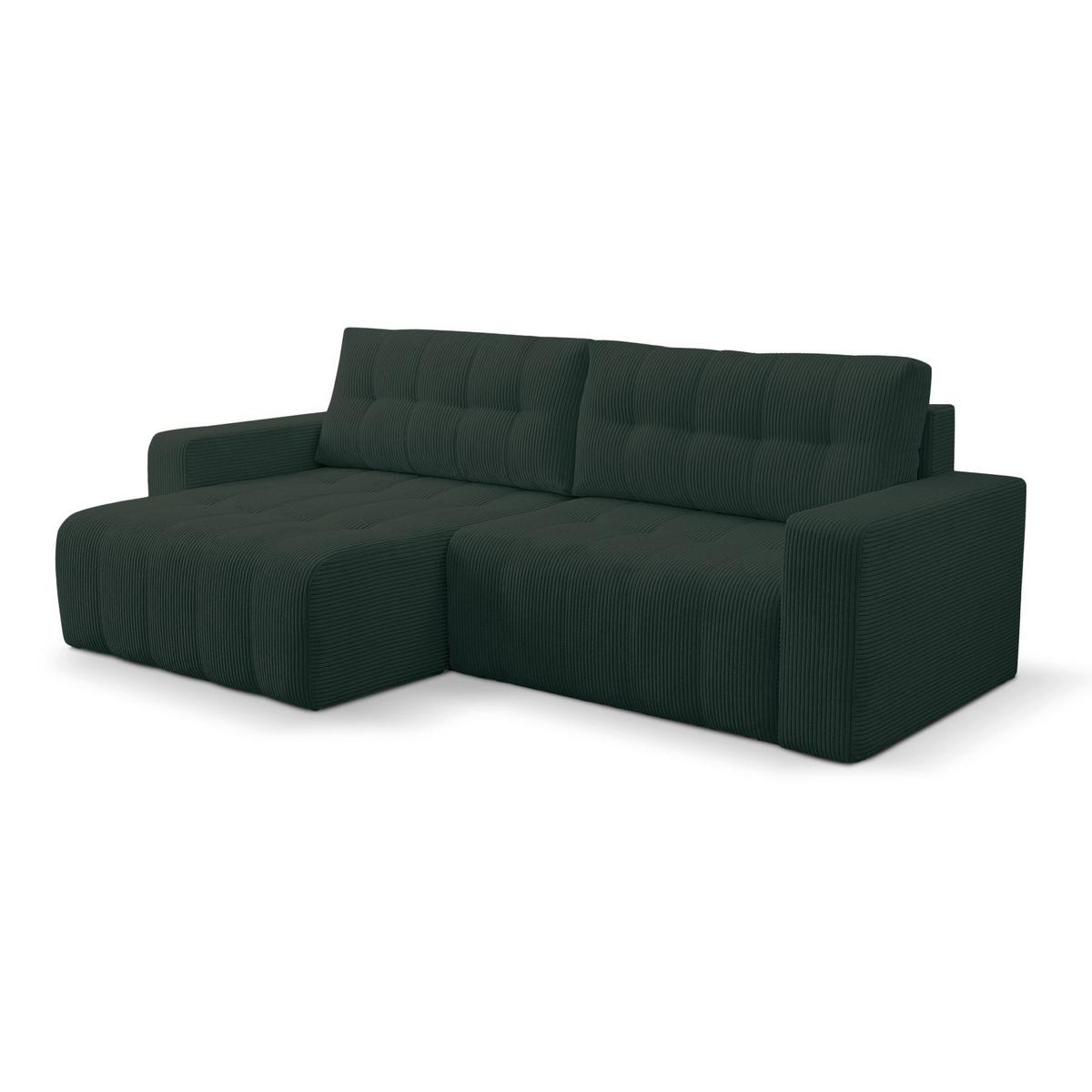 ECKSOFA Maillo Dunkelgrün Cord - Dunkelgrün/Schwarz, Kunststoff/Textil (245/143cm) - Selsey