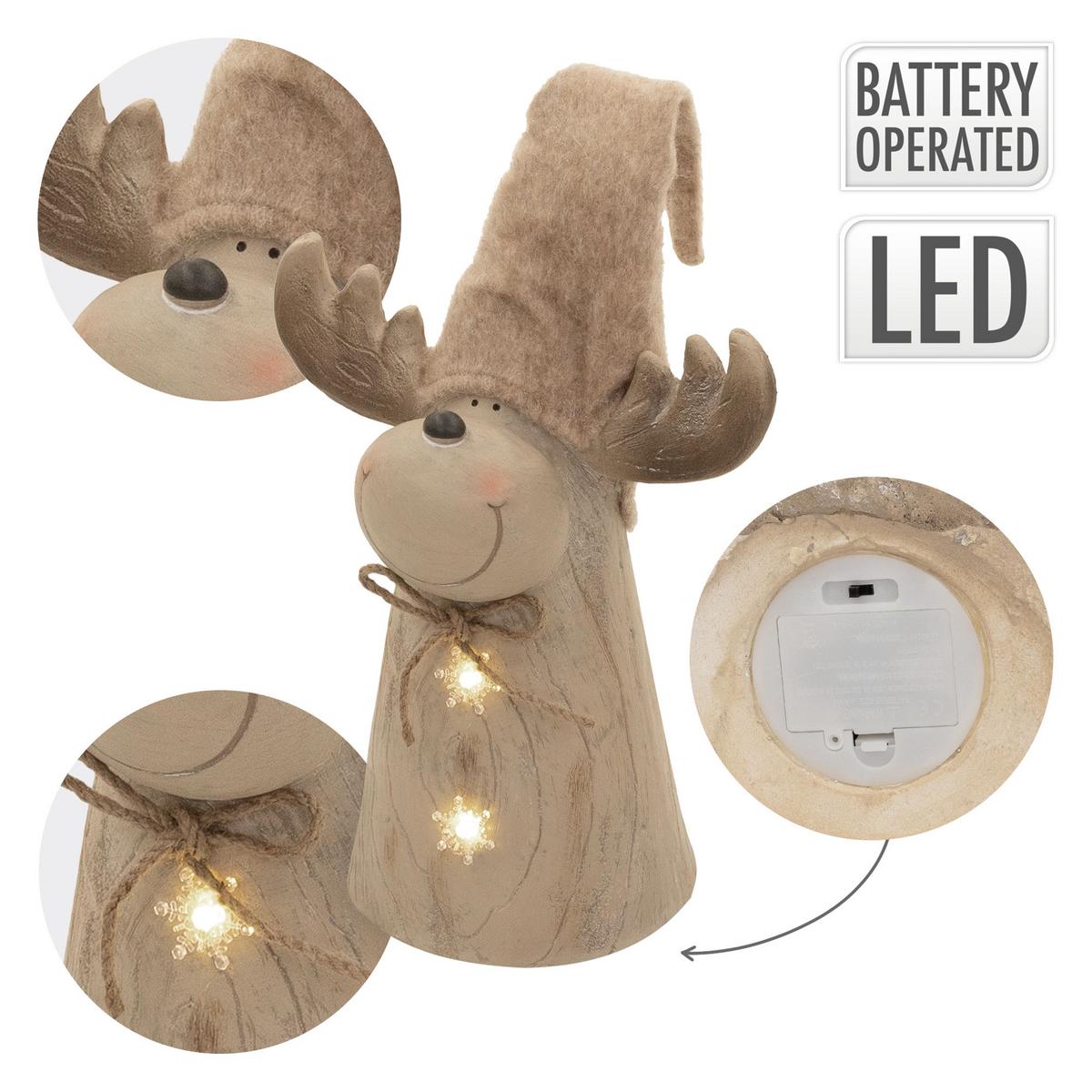 WEIHNACHTSELCH-FIGUR mit LED-Beleuchtung Weihnachtsdeko Innen höhenverstellbar 45-63 cm Braun Holzoptik - Braun, Stein (30/63/21cm) - ECD-Germany