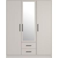 DREHTÜRENSCHRANK VANO 150/190/56cm 3-türig mit Spiegel Kaschmir - Kaschmir, Holzwerkstoff (150/190/56cm) - MASSENO