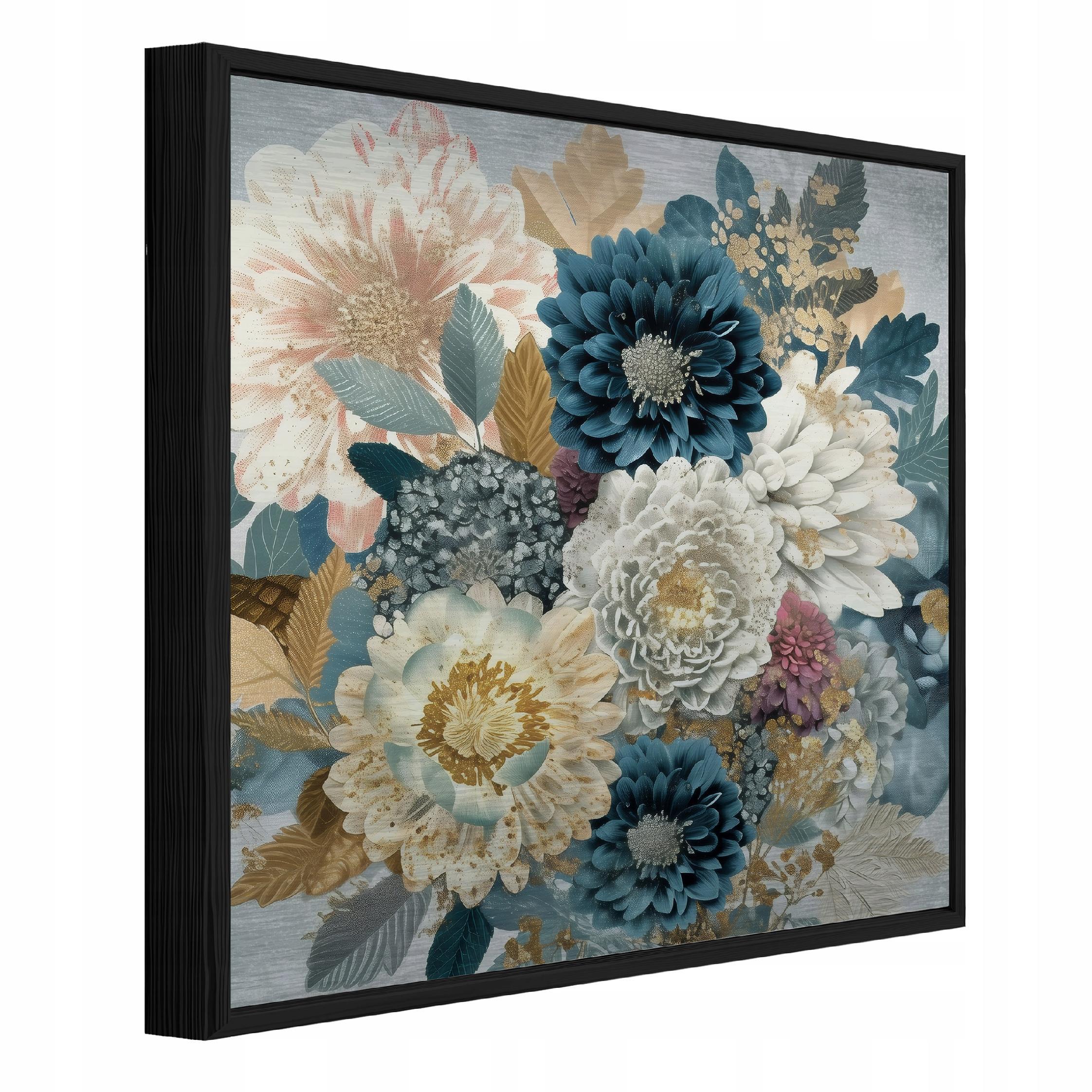 BILDER mit Rahmen Blumen Pfingstrosen Blau 30x30 cm - Multicolor, Metall (30/30cm) - Wallarena
