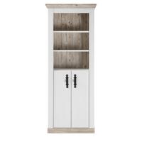 BAD-HOCHSCHRANK Pinie weiß, Oslo Pinie Landhaus, Badschrank, 65 x 200 cm - Dunkelgrau/Weiß, Holzwerkstoff/Metall (65/200/35cm) - Furn.Design