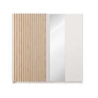 SCHWEBETÜRENSCHRANK MAREN 200,2/198,5/55,4cm 2-türig mit Spiegel Weiß - Eiche Artisan/Weiß, Holzwerkstoff (200.2/198.5/55.4cm) - MASSENO