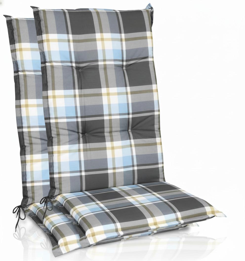 HOCHLEHNERAUFLAGE Sunny BK 120x50x6cm Blau Kariert (2tlg) - Blau, Textil (50/6/120cm) - Beautissu 