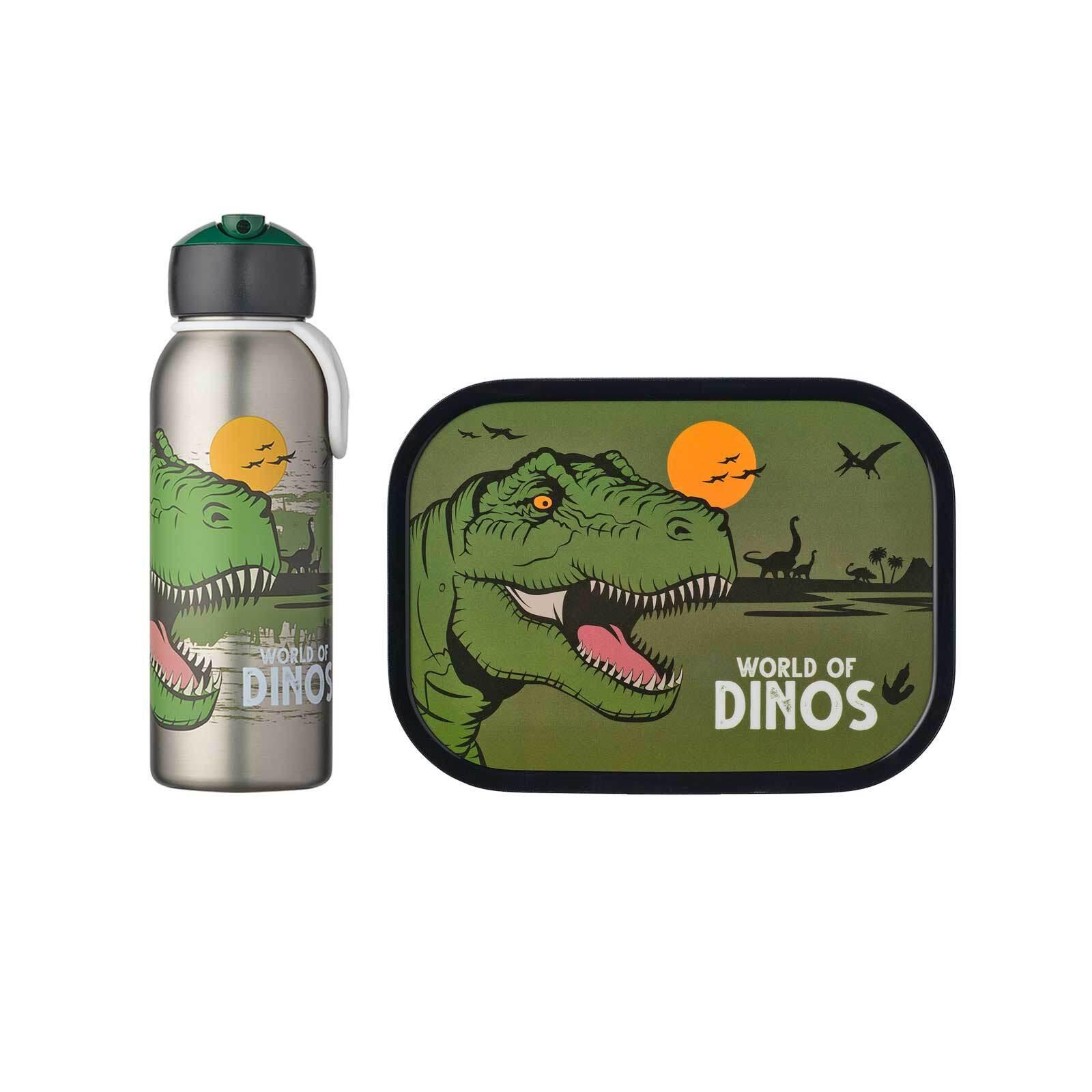 BROTDOSE + THERMOFLASCHE Campus Dino World 2-tlg. - Dunkelgrün, Kunststoff/Metall (2/2/2cm) - Mepal