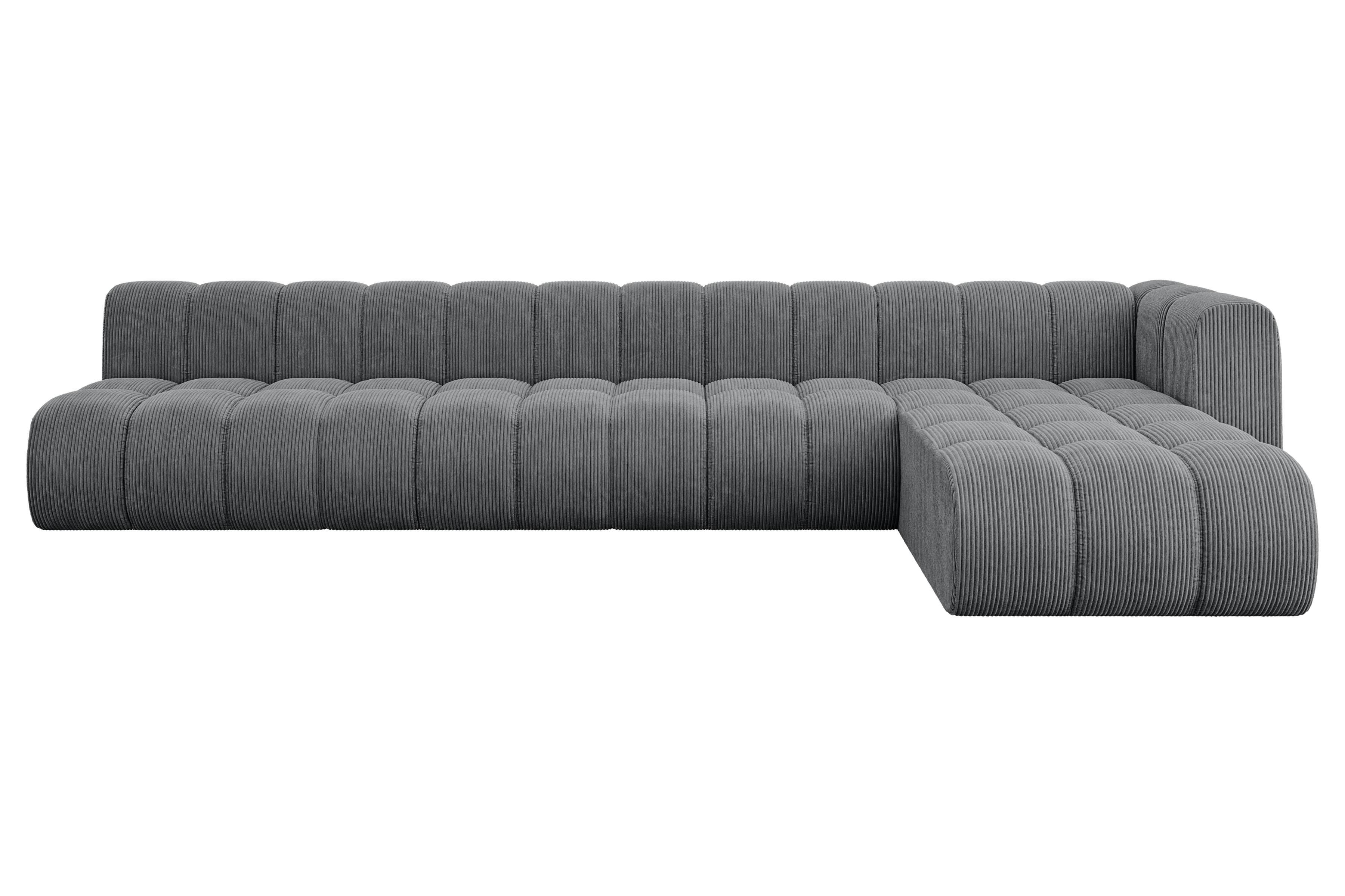 ECKSOFA modulares Sofa Darnel-L3 - 387x177x70 cm Dunkelgrau - Dunkelgrau, Holzwerkstoff/Textil (387/177cm) - ALTDECOR