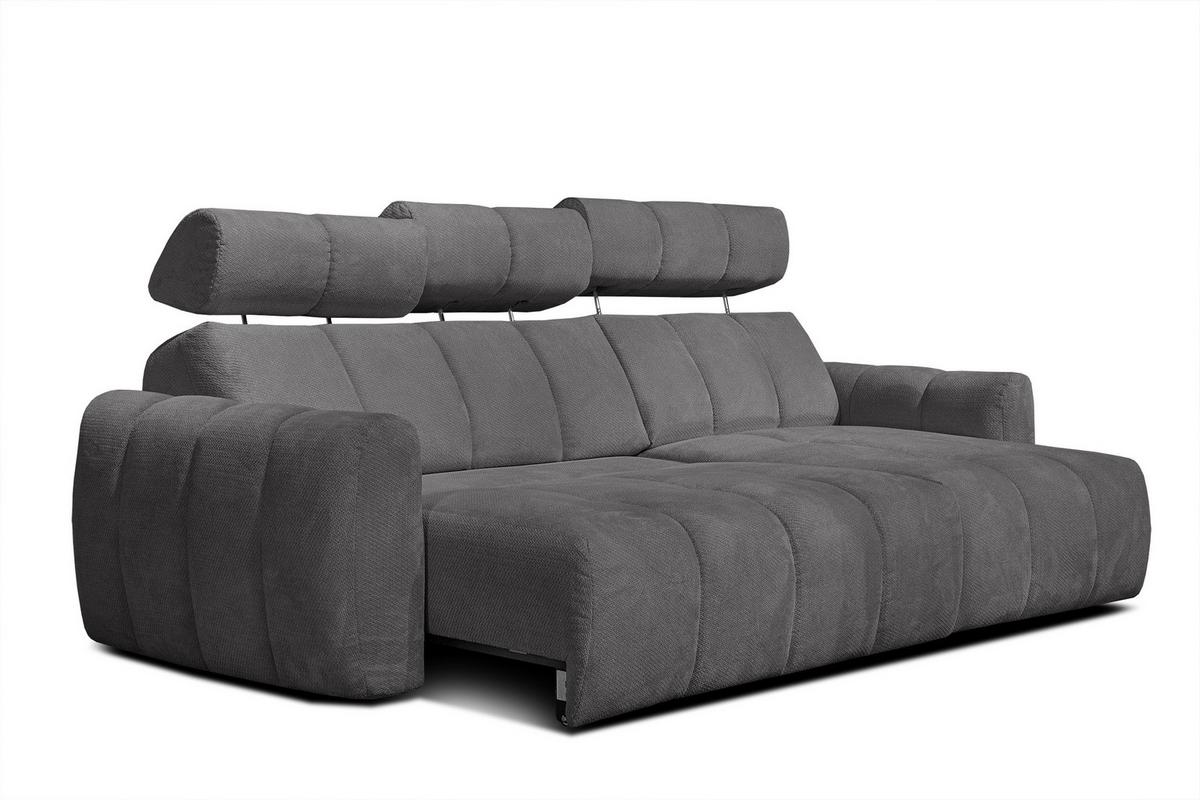 ECKSOFA KIMI 3-Sitzer, ausziehbarer Sitz, verstellbare Kopfstützen, dunkelgrau - Anthrazit/Schwarz, Holzwerkstoff/Textil (270/160cm) - Wozimo