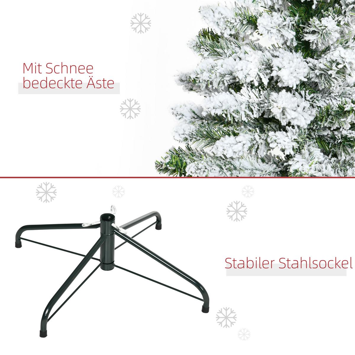 KÜNSTLICHER Weihnachtsbaum, 120 cm Kunstkiefer mit Kunstschnee, Indoor - Weiß/Grün, Kunststoff (120cm) - HOMCOM