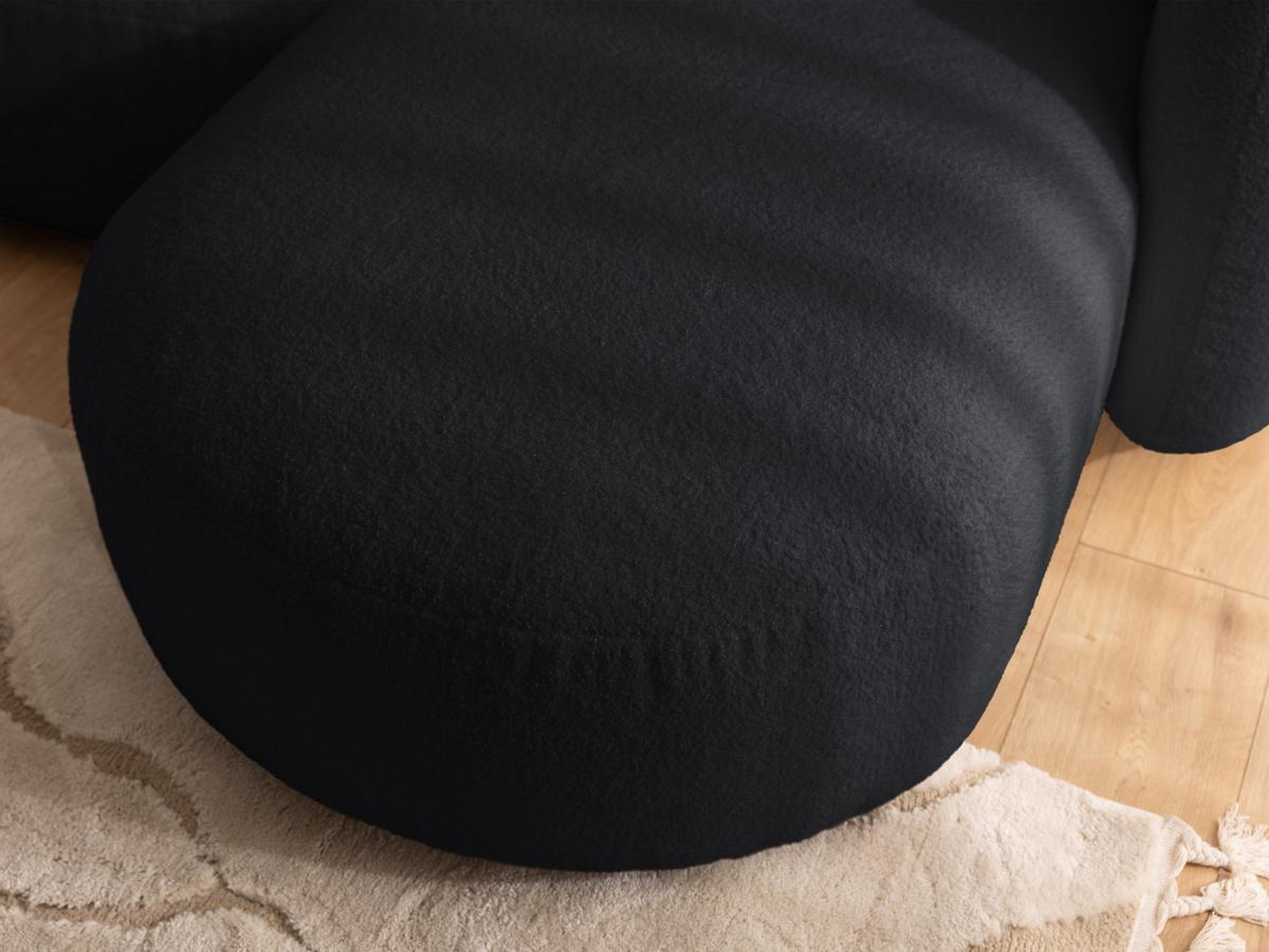 ECKSOFA Nuvola mit abgerundetem Design Schwarz Bouclé-Stoff - Ottomane Rechts - Schwarz, Holz/Kunststoff (190/146cm) - S-Style Möbel