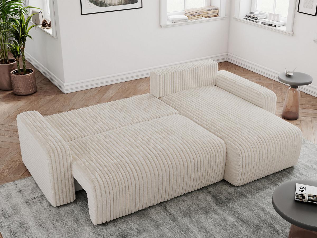 ECKSOFA ARGOS Beige Cord - Beige/Schwarz, Kunststoff/Textil (245/150cm) - MKS