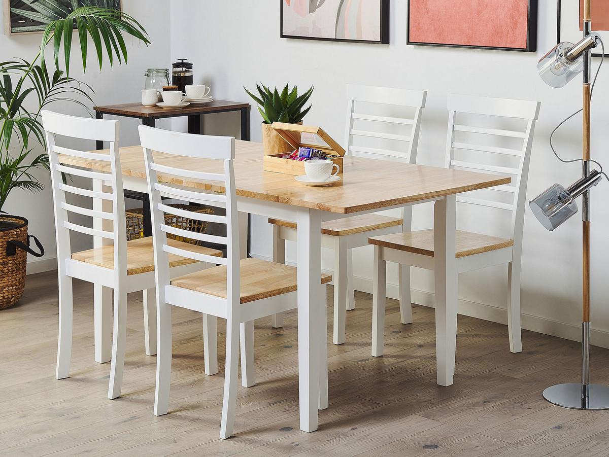 ESSZIMMERTISCH 120-150/80/74 cm Hellbraun, Weiß Rechteckig Houston - Hellbraun, Holz (150/80/74cm) - Beliani