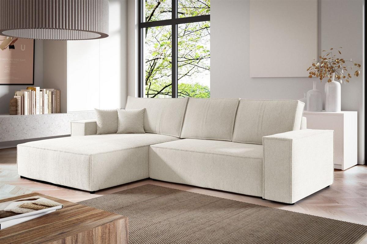 ECKSOFA Levio - Weiß, Holzwerkstoff/Textil (294/185cm) - Fun Möbel