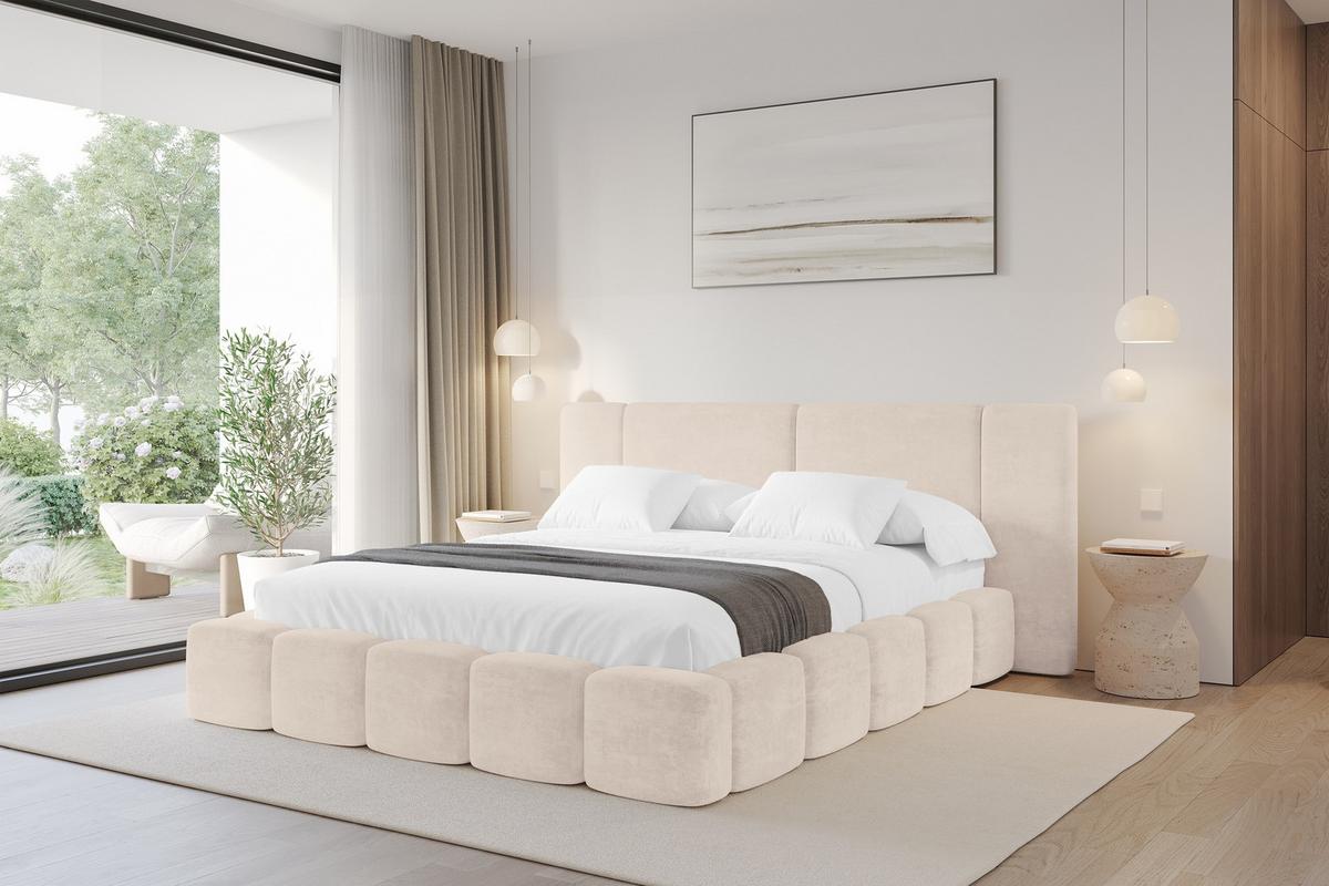 POLSTERBETT mit Bettkasten und Lattenrost, Boxbett ohne Matratze - NILO 200x200 Beige - Beige, Holzwerkstoff/Textil (200/200cm) - ALTDECOR