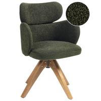 ESSZIMMERSTUHL drehbar Bouclé Dunkelgrün Marcy - Braun/Grün, Textil (60/85/66cm) - Beliani