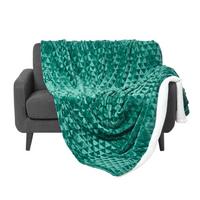 KUSCHELDECKE Sherpa 160/200 cm, Samtdecke mit Dreieckmuster - Grün, Textil (160/200cm) - Homescapes