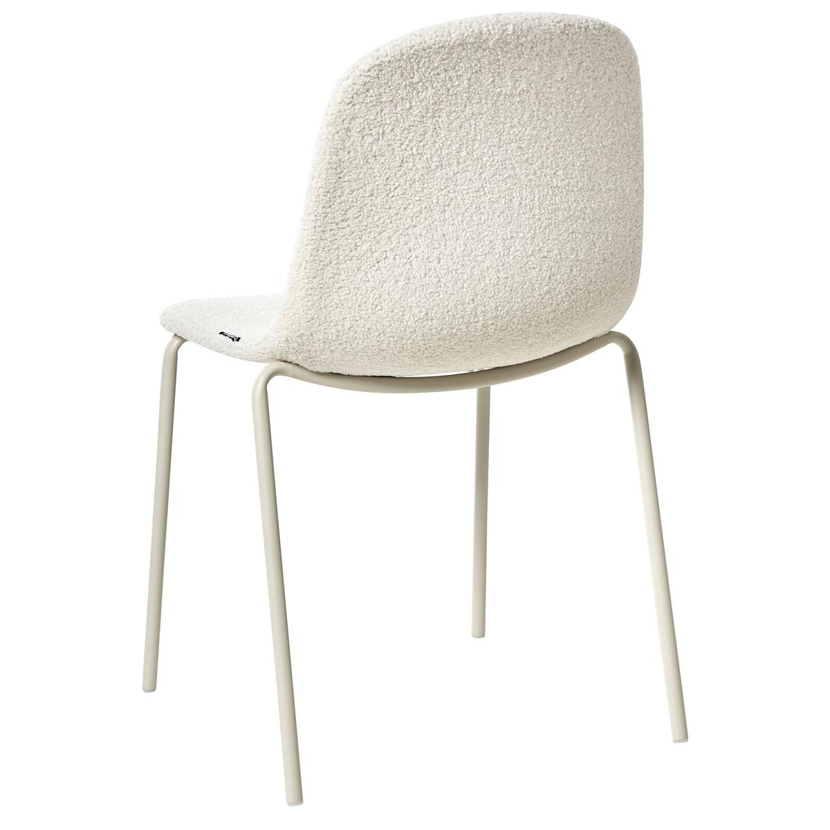 KONFERENZSTUHL 2er-Set Bouclé Cremeweiß Loma - Weiß, Textil (50/85/55cm) - Beliani