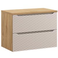 WASCHBECKENUNTERSCHRANK Ocean 2 Schubladen Cashmere mit Eiche - 80 x 46 x 59 cm - Kaschmir/Eichefarben, Holz (80/59/46cm) - Badplaats