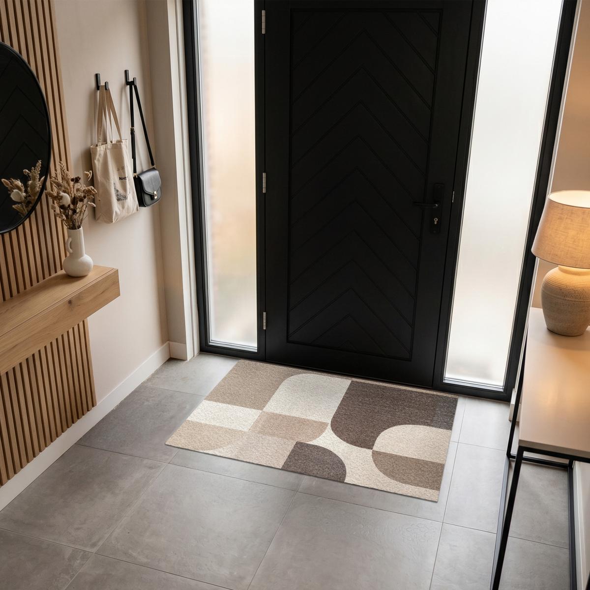 FUSSMATTE Geometrisch - Gewebte Struktur - Modern Fußabtreter 120x80 cm - Beige, Kunststoff (120/0.4cm) - MuchoWow