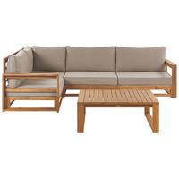 LOUNGE SET 4-Sitzer zertifiziertes Holz heller holzfarbton modular Auflagen taupe Timor - Taupe, Holz - Beliani