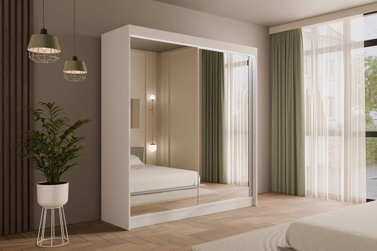 KLEIDERSCHRANK AMOHA mit LED - 200 cm - Weiß - Weiß, Holzwerkstoff (200/215/61cm) - ALTDECOR