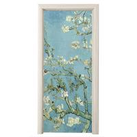 TÜRAUFKLEBER Selbstklebend - Mandelblüte - Van Gogh - Kunst 85x205 cm - Türtapete - Pastellblau, Kunststoff (85/205cm) - MuchoWow