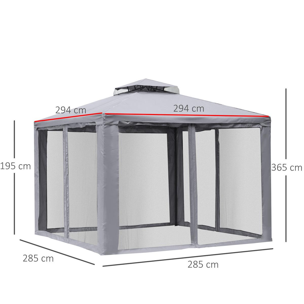 GARTENPAVILLON Metall+Polyester Hellgrau - Hellgrau, Textil (294/265/294cm) - Outsunny