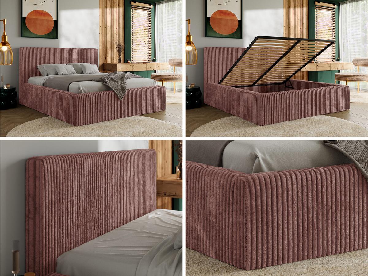 POLSTERBETT TILIANO CLASSIC 200/200 - Rosa Cord - ohne Matratze - Rosa, Textil (200/200cm) - MKS
