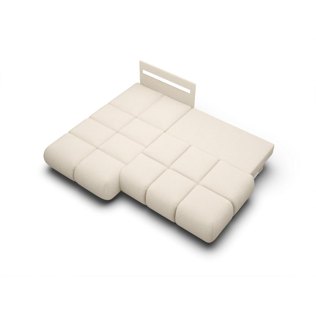 ECKSOFA CORSO L-S Beige Boucle-Stoff mit Schlaffunktion - Beige, Holz (230/177cm) - MASSENO