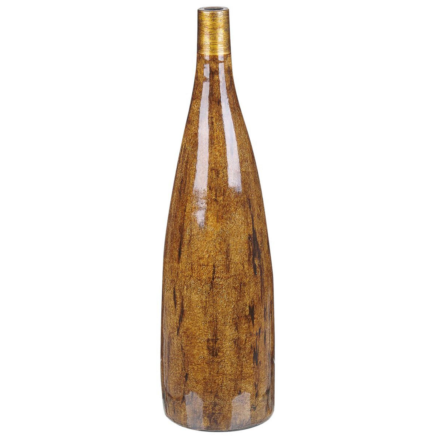 BLUMENVASE Terrakotta braun Burgos - Braun, Stein (52cm) - Beliani