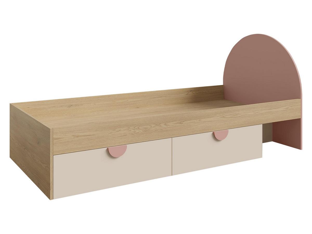 JUGENDBETT Lexi 13 L / P - Eichefarben/Rosa, Holzwerkstoff/Kunststoff (90/200cm) - MIRJAN24