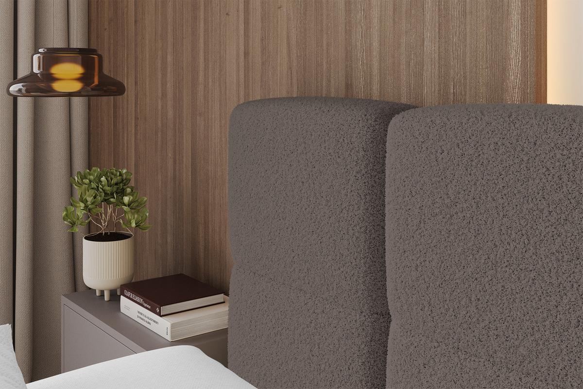 POLSTERBETT mit Bettkasten und Lattenrost mit Matratze H3/H4, Kopfteil, Boxbett, mit Stauraum - NATA-Z 140x200 Braun - Braun, Holzwerkstoff/Textil (140/200cm) - ALTDECOR