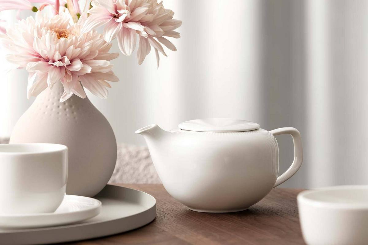 TEEKANNE MIT DECKEL & FILTER Afina weiß 420 ml - Weiß, Keramik (0.42L) - Villeroy & Boch
