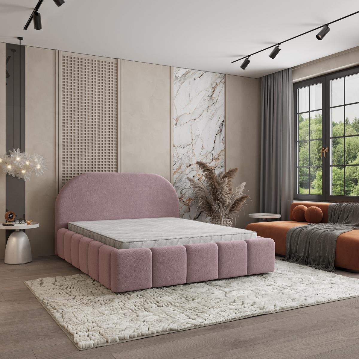POLSTERBETT FLUSSO 120x200 cm mit Bettkästen - Rosa - Rosa, Holz (120/200cm) - MASSENO