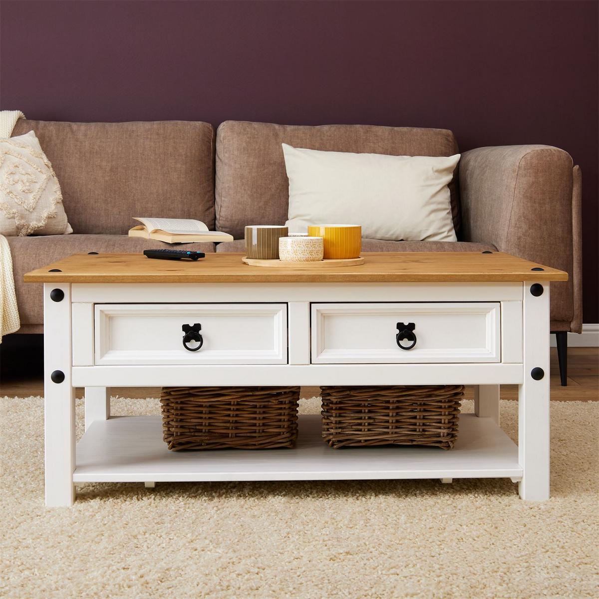 COUCHTISCH CAMPO weiß/braun - Weiß/Braun, Holz (60/100/45cm) - CARO-Möbel
