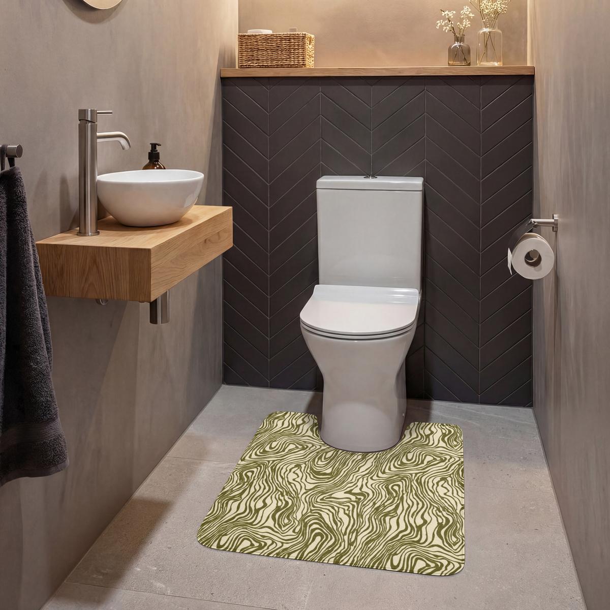 WC-VORLEGER Abstrakt - Marmor - Grün Toilettenvorleger 55x60 cm - Dunkelgrün, Textil (55/1cm) - OnlyWow