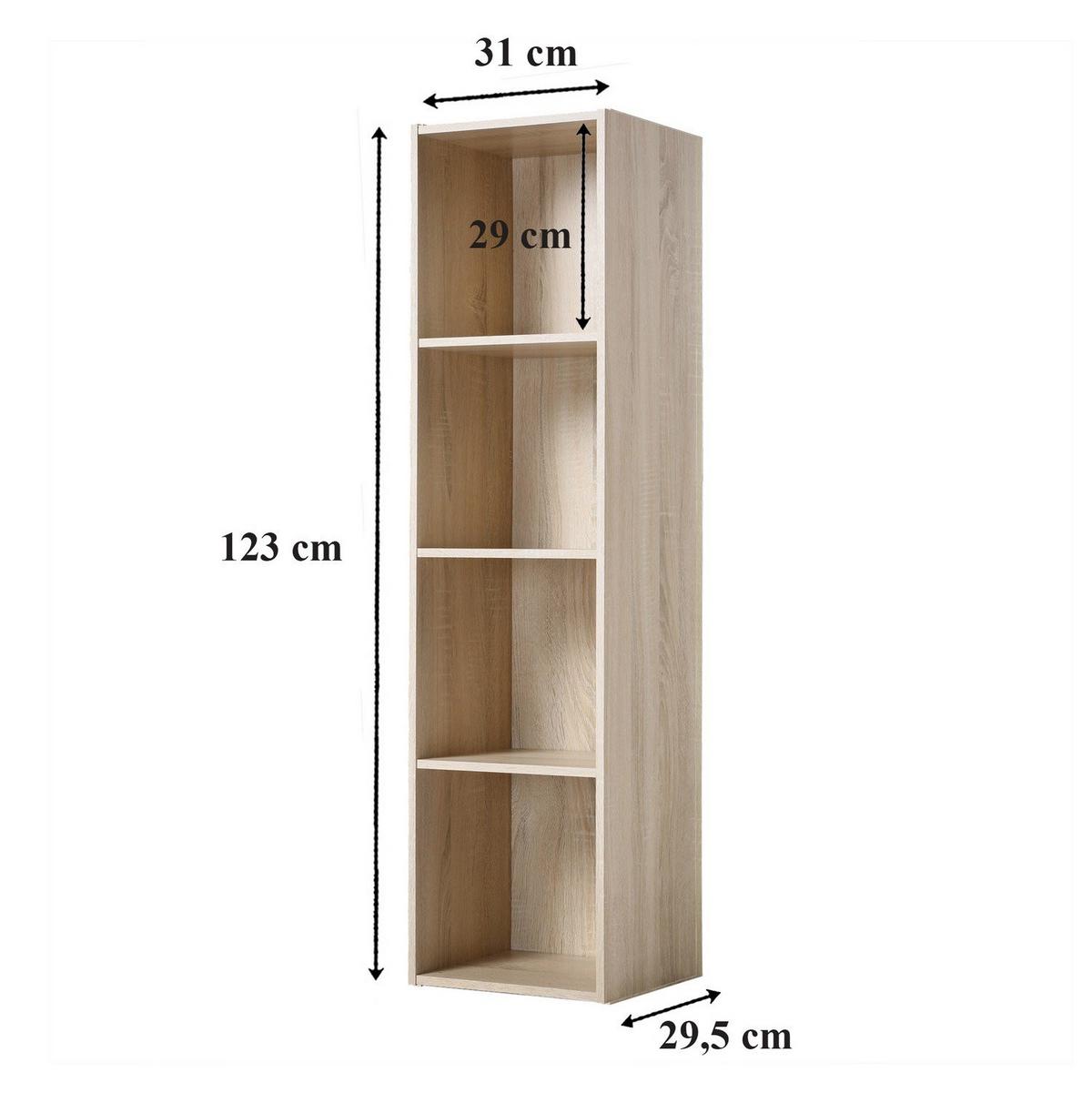 MÖBEL mit 4 Fächern 31,1/29,5/122,5 cm - Eichefarben, Holzwerkstoff (29.5/122.5/31.1cm) - Calicosy