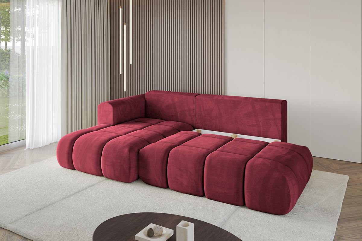 ECKSOFA Ottomane Links CLOUD-L-v1 280x185x90 Bordeaux Velours - Bordeaux, Holzwerkstoff/Kunststoff (180/289cm) - ALTDECOR